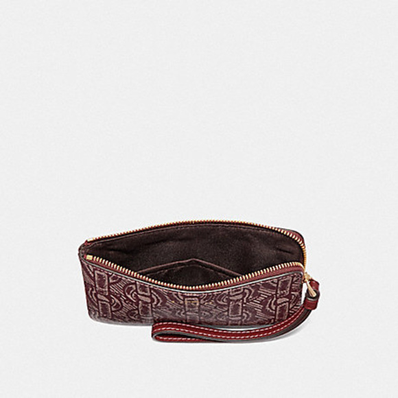 Coach red wristlet corner zip with chain print - Picture 6 of 6